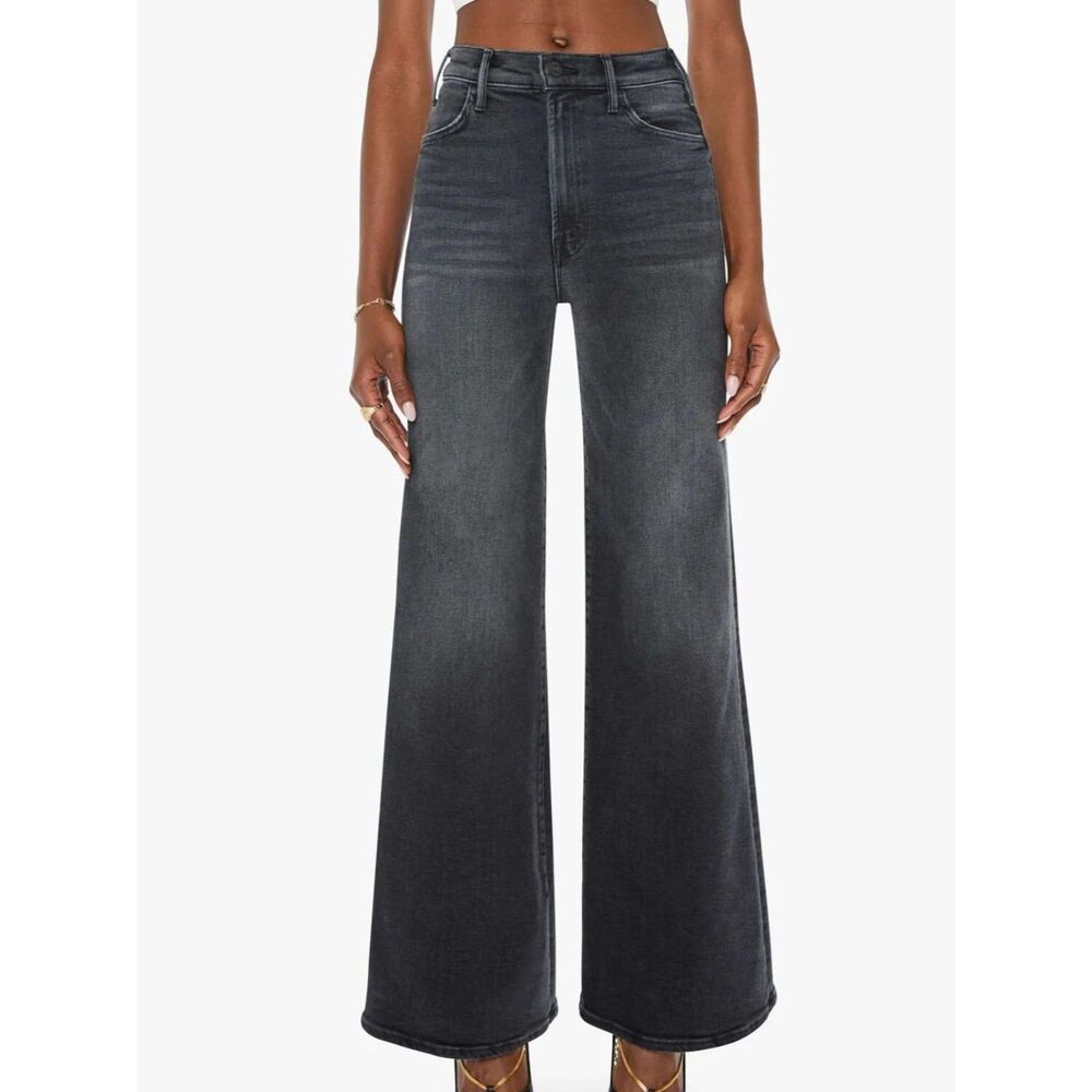 Mother NWT The Hustler Roller Sneak Jeans Wide Leg Not Today Satan Black Size 26 - Picture 15 of 15